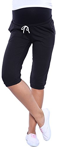 MijaCulture Abbigliamento Premaman/Pantaloni Capri Premaman Pantaloni Capri Rilassati 4090 (Nero, M)