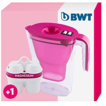 BWT Wasserfilter Kanne Vida Pink 2,6 Liter – mitgelieferte Kartusche filtert nicht nur Kalk, Chlor, Blei und Kupfer sondern reichert Ihr Leitungswasser zusätzlich mit Magnesium an