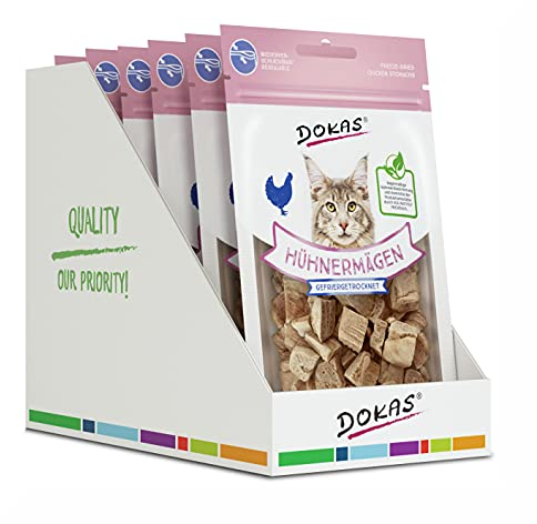 DOKAS Gefriergetrocknete Innereien - Getreidefreies Premium Leckerli für Katzen – Ideal als Belohnung - (6x12g)
