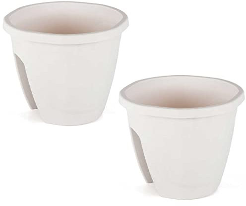 Jardinera Barandilla Balcón, Set 2 Unidades, 29 cm, 7,5 litros, Maceta Colgar (Blanco)