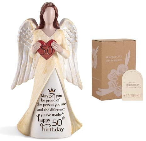 Storieme 50th Birthday Gifts for Women: Birthday Presents for 50 Years Old Woman Mum Sister Friends Angel Figurine Decoration Ornaments 7.5-Inch