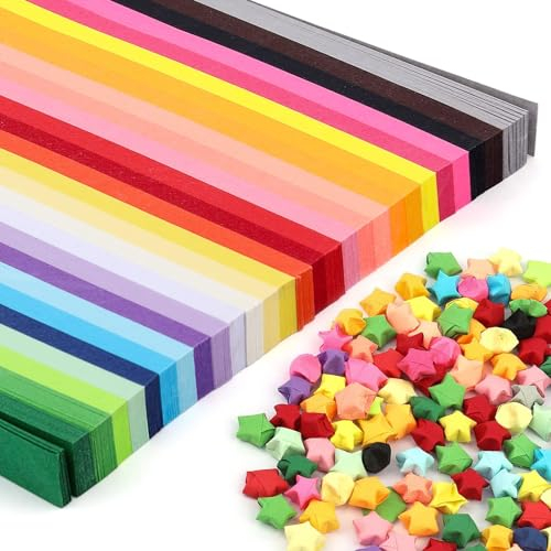 Kotkiddy 1080 Streifen Origami Sterne Papierstreifen Package, Origami Papier Sterne, 27 Farben, geeignet für Bastelarbeiten in der Schule(Rainbow Colors)