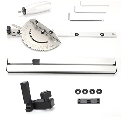 Caja de ingletes de corte de ingletes, plantilla de ingletes y kit de caja para carpintería precisa, 45 cm de longitud, incluye tapa abatible, para sierras circulares de mesa y mesas de fresado