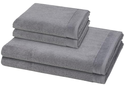 Möve - 4 teiliges Frottier-Set - Premium (2 X Handtuch 2 X Duschtuch im Set) - 550 g/m2 - Baumwolle - Walkfrottee - saugstark - weich und flauschig - Stone