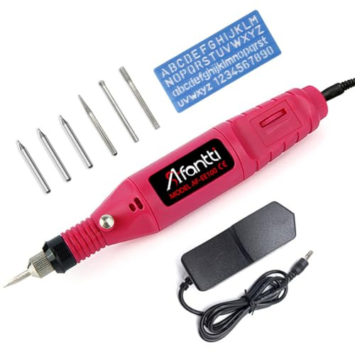 Afantti Corded Electric Engraver Pen DIY Engraving Tool Etching Kit Etcher Set with | Stencil & Tungsten Carbide Tip | for Metal Glass Wood Ceramic Plastic
