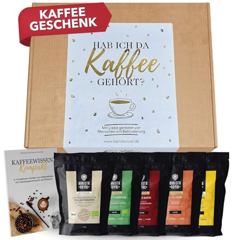 Premium Kaffeebohnen Geschenkset - 5 x 100g Probierset Ganze Bohnen - Kaffee Geschenkidee für Männer & Frauen - Barista Specialty Coffee - Hab ich da Kaffee gehört?