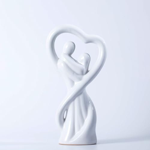 ARJDXDP Affectionate Couple Art Ceramic Statue, Abstract Love Statue Ornament Figurine, White Ornaments, Decorative Figures, Home Store Decoration,Modern Living Room Ornaments