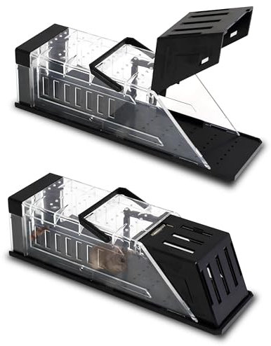 2 Pack Humane Mouse Traps for Indoors & Outdoors, 29x9x9cm Larger, Easy to Use, No Touch Release, Improved Highly Sensitive, Effective Quick Rodent Catcher, Harmless to Mice