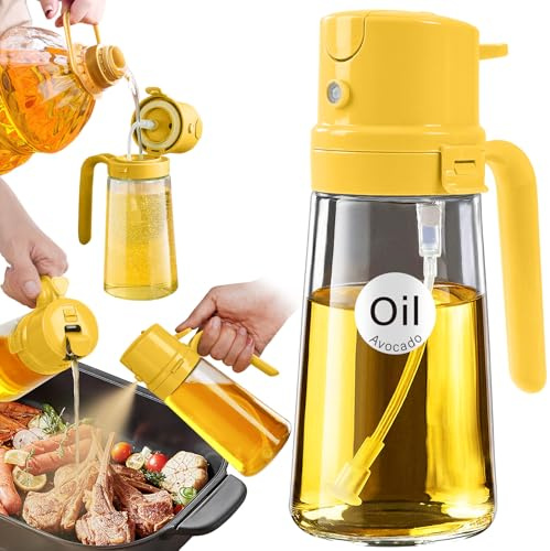 YARRAMATE Vaporisateur d'huile 2 en 1 Spray Huile Cuisine Facilement rechargeable, 470ml pulverisateur huile cuisine, vaporisateur huile air fryer ouvert (Orange)