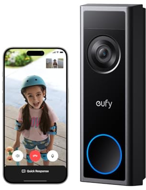 eufy Security Video Doorbell Camera C31, 2K FHD Battery or Hardwire Powered, Easy to Install, Quick-Release Battery, Live Video Call, 24/7 Recording, Human & Motion Detection, No Monthly Fee (Renewed)