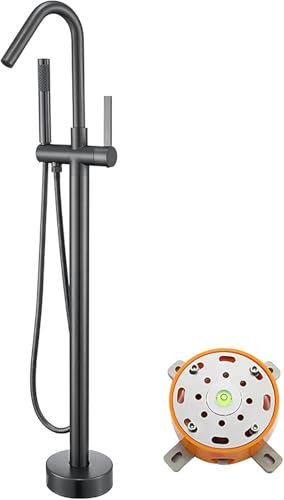 Grifo Bañera Exenta, Grifería Exenta de Bañera, Grifo de ducha de alto caudal Grifo de bañera independiente moderno con caja incorporada(Gun Gray)