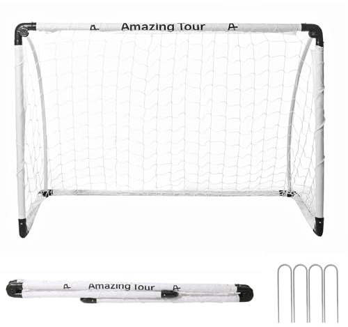 Football Goal, Football Goals for Kids, 115x80x80cm Foldable Football Goals Soccer Sport Games Training Practice Set for 3-11 Year Old Children, White