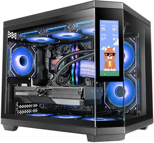 Mars Gaming MC-3TCORELCDM Case Gaming Micro-ATX, Schermo IPS 7,2” Personalizzabile, Triplo Vetro Temperato, Struttura Doppia Camera Laterale, Supporto per Raffreddamento Liquido fino a 360mm, Nero