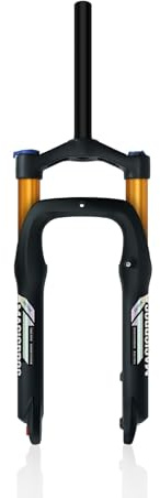 HZXQCVB Horquilla De Suspensión para Bicicleta Fat Bike 20/26x4,0 Horquilla Delantera Air MTB Tubo Recto De 1-1/8'' QR Freno De Disco Recorrido De 100mm Ajuste De Rebote(Gold,20in)