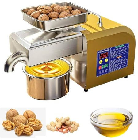 HSSTYLE Pressa per Olio Domestica, Automatica, elettrica, per Estrazione a Caldo/a Freddo, in Acciaio Inossidabile, con Elevata resa di Olio.