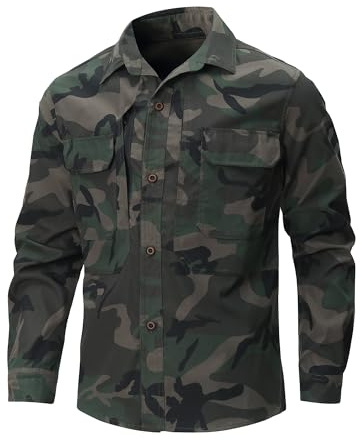 CoXuantion Chemise pour Homme Manches Longues Loisirs Sport Extérieure Fonctionnelle Chemise Sespirante à Séchage Rapide Boutonnée Protection UV pour Safari Voyages