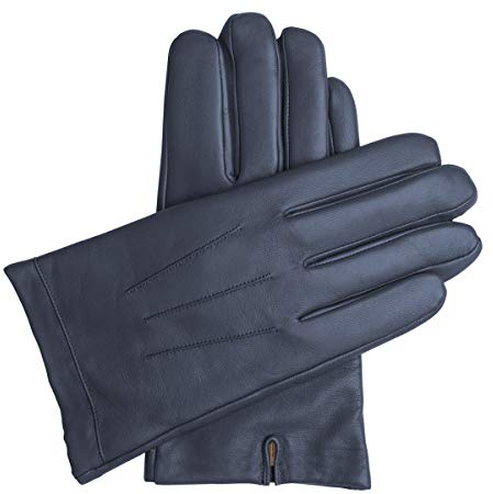 Downholme – Klassische Lederhandschuhe mit Innenfutter aus Kaschmir – für Herren (Dunkelblau, L)