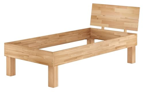 Erst-Holz®Einzelbett super stabil Buche 100x200 hohes Massivholzbett Seniorenbett 60.81-10 oR