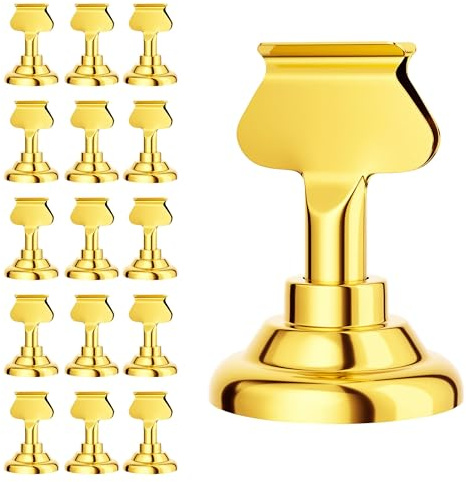 Urban Deco 16 Pieces Table Card Holder Place Card Holders 1.7 inches Gold Steel Card Holders for Photos, Food Signs, Memo Notes, Weddings, Restaurants, Birthdays. (Gold)