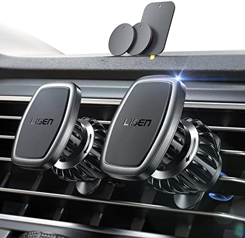 LISEN Magnetic Phone Holder for Cars, [Ultra Magnet] Car Phone Holder Magnetic for Air Vent [Metal Hook], Magnet Phone Mount Compatible With iPhone 16 Pro Max 15 14 13 12, Galaxy S25 Ultra