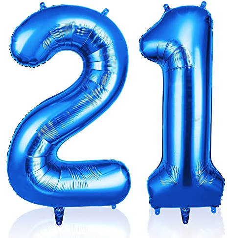 OFFCUP Palloncini Compleanno Blu 101 CM, Palloncino Numero 21, Foil Palloncini Numeri, Giganti Palloncini Numeri, Decorazioni Festa Compleanno, Gonfiabili Pallone per Anniversario