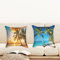 Ulticool - Kissenhülle - Strand Natur Meer Palme Sonnenuntergang - Set von 2 Motiven – 45 cm x 45 cm - Dekokissen ohne Füllung - Kissenbezug Zubehör für Sofa/Bett - Orange Grün Blau