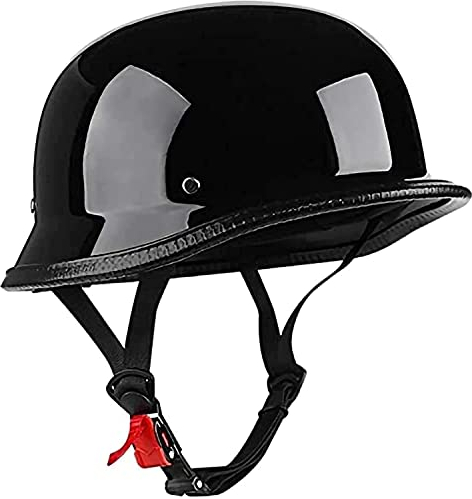 Vintage Halbschalenhelm Motorradhelm mit ECE Genehmigt Brain-Cap Halbschale Roller-Helm Scooter-Helm Jet-Helm Retro für Erwachsene Herren Damen (Color : Matte Black, Size : XXL(63~64cm))