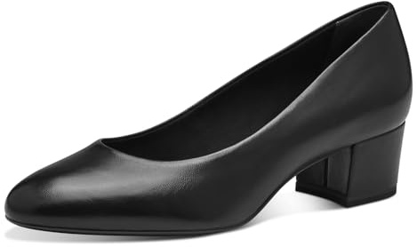 Tamaris Damen Pumps Leder Blockabsatz; Black Leather/schwarz; 38 EU