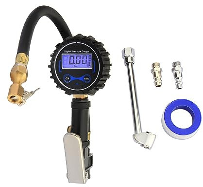 Twilight Garage Digital Tire Inflator with Pressure Gauge 200 PSI, Heavy Duty Air Compressor Accessories, w/Rubber Hose and Quick Connect Coupler Car Accessories