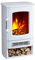 Neo 1000W / 2000W Freestanding Electric Fire Stove Heater Burner Realistic Flame and Log Store (White)