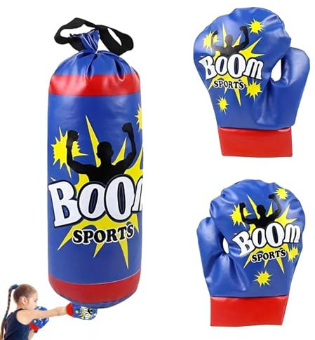 Kinder-Boxset Mit Handschuhen, Robuster Boxsack Für Und Mädchen, Kickbox-Trainingsausrüstung Für Jugendliche, Heimtraining, Kraftaufbau, Körperliche Fitness Und Kampfsportübungen