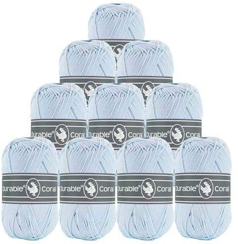10x50g Strickgarn Häkelgarn Durable Coral Uni 90 Farben Baumwollgarn Sommergarn Farbwahl