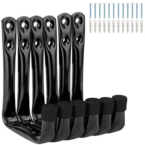 KATLKIU Set di 6 ganci da parete, ganci da garage a J per carichi pesanti, capacità di carico 15 kg, adatti per organizzare oggetti pesanti, utensili, biciclette, ecc., dimensioni 11,8 x 9 cm