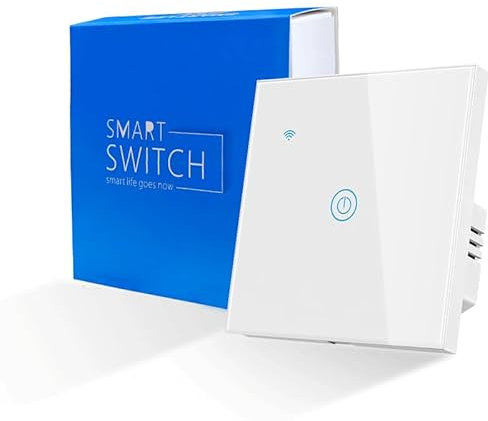Naigebrol Apple homekit Smart WiFi Light Switch – Need Neutral Wire Required, HomeKit Compatible, Glass Touch Panel, Modern Design, 1/2/3 Gang, UK Standard, Flame Retardant (1Gang, White)