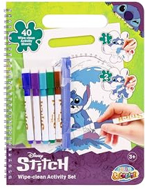 Stitch Wipe-Clean Activity Set | Livre de coloriage réutilisable pour enfants à partir de 3 ans | 40 pages avec activités effaçables | Comprend 5 stylos | Jouet éducatif créatif pour garçons et