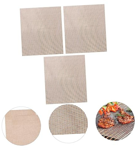 DECOMELODY Alfombrillas Resistentes al Calor para Antiadherentes 3 Piezas de Fibra de Vidrio, Fáciles de Limpiar y Reutilizables Parrilla de Barbacoa de Interior