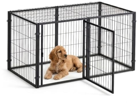 Heavy Duty Large Dog Crate,Dog Crate for Indoor Escape-Proof | Dog Kennel Pet Cage Dog Playpen with Top and Single Door, 120 x 60 x 60cm,for Dogs, Puppies, Cats, Rabbits