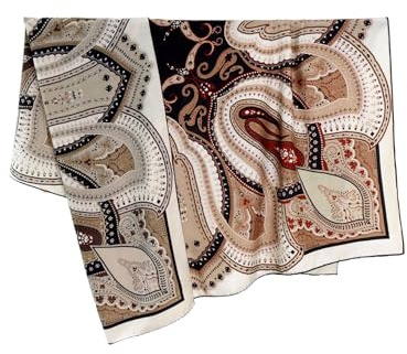 HangErFeng kvinnor ull silke överdimensionerad halsduk dubbelsidig paisley handrullad fåll 133 cm fyrkantig sjal 1291