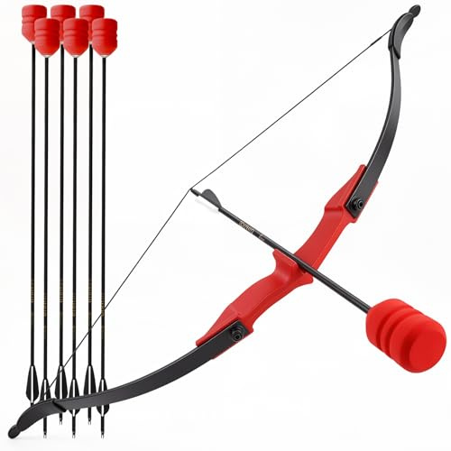Silipull 7 Pcs Bow Arrow Set Foam, Red Bow and Red Arrows