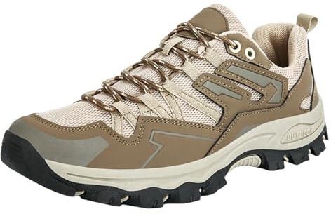 Chaussures de Randonnée Homme Bout Renforcé Anti-Choc Maille Ultra Respirante Semelle Crantée Antidérapante Baskets Trekking Montagne Plein Air Gris Marron Plusieurs Pointures