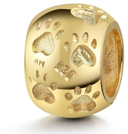 Materia Gold Beads Pfote Silber 925 - Tier Anhänger vergoldet für Bead Armband 1686