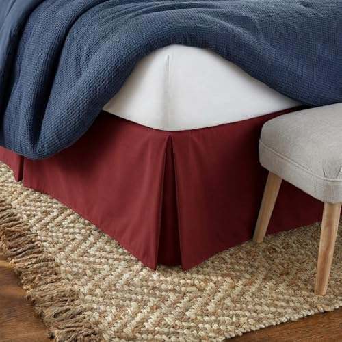 Linen Market Pleated Bed Skirt Dust Ruffle, Microfiber, Burgundy, Queen