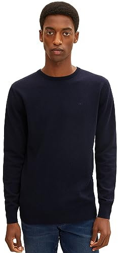 TOM TAILOR Herren Basic Strickpullover mit Crewneck Rundhalsausschnitt Langarm