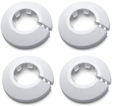 MroMax Passar 2,5 cm ytterdiameter fläns vatten rörskydd dekoration vitt rörskydd radiator PP-plast 25 mm vapenskölskrage för vägg rör tub dekoration 4 st