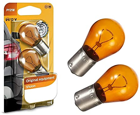 2x Philips Vision PY21W 12V BAU15s 12496NAB2 Orange Ersatz Halogen Birne für Blinker vorne hinten Seitenblinker E-geprüft
