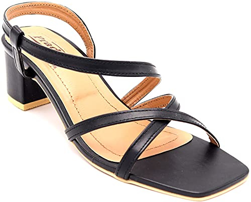 Pradize Sandales Noires à Talon Sexy Avec Lanières (39)
