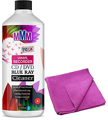 PROFESSIONAL VINYL RECORD CLEANER CD DVD CLEANING FLUID SPRAY Fast Delivery (250ML CAP CLOTH)