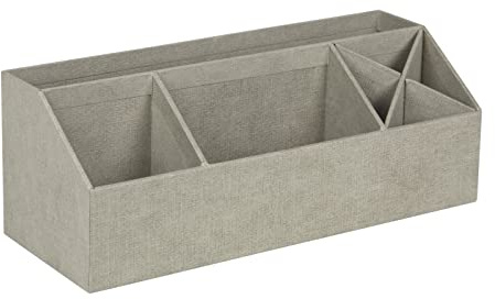 Bigso Box of Sweden Skrivbordsorganisatör med 4 fack – organisationssystem för anteckningar, gem osv. – sorteringslåda av fiberskiva och papper i linneutseende – beige