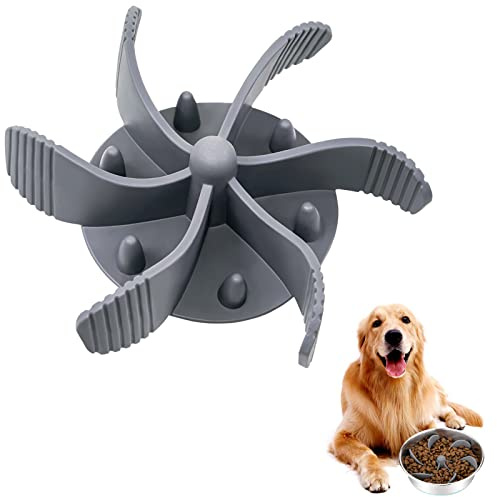Slow Feeder Dog Bowl Insert, Dog Bowls with Suction Cup for Aid Digestion＆Silicone Material Avoid Choking Overeating-Alternative to Dog Puzzle Feeder, Compatible with Regular and Elevated Dog Bowls