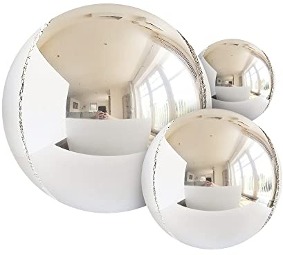 14pcs Silver Foil Balloons Mylar Metallic 22in 15in 10in Different Sizes Large Chrome 360 Degree 4d Round Helium Silver Balloons Party Decorations